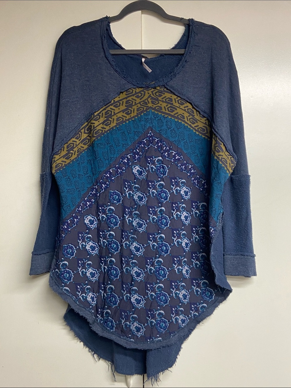 Free People Mixed-Print Pullover Sweatshirt, Size Medium